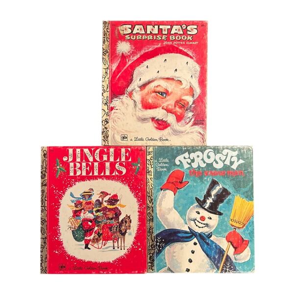 VTG '70-80's Lot of 3 Little Golden Books, Santa, Jingle Bells, Frosty - Picture 1 of 7
